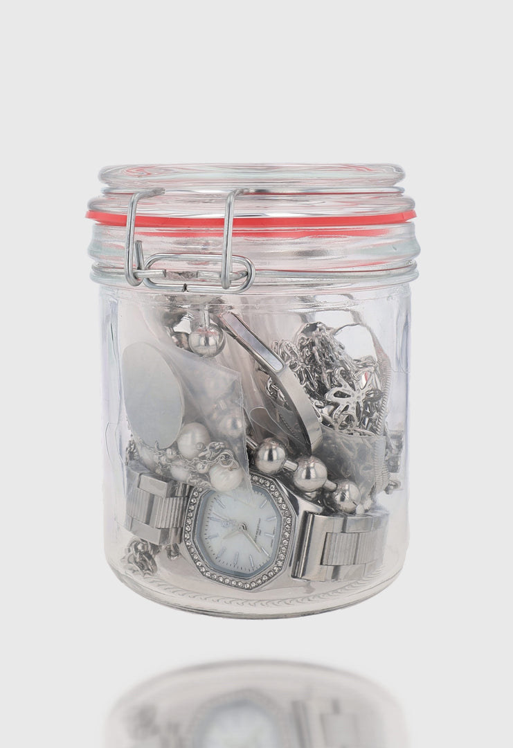 Jar Mystère avec Montre Argent